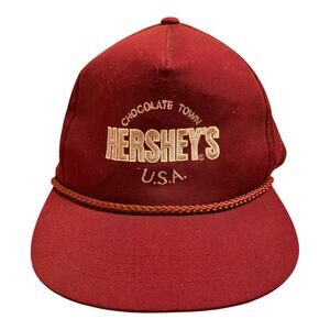 VINTAGE Hershey's Chocolate Town USA Mesh Snap Back Trucker Cap Hat with Rope
